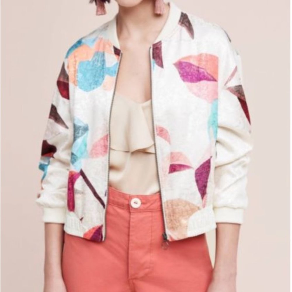 Anthropologie Elevenses Geo bomber jacket XS
